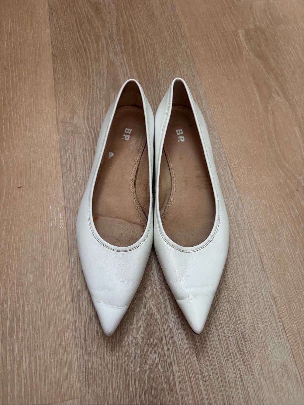 Nordstrom BP White Pointed Toe Leather Flats